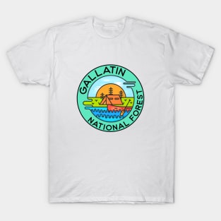 Gallatin National Forest Montana Camping Canoe T-Shirt